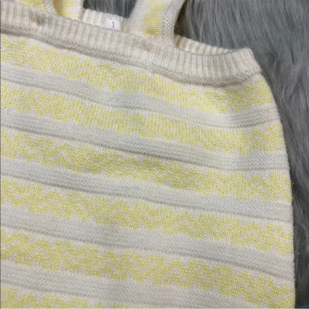 Vintage Baby Yellow White Knit Suspender Romper One Piece